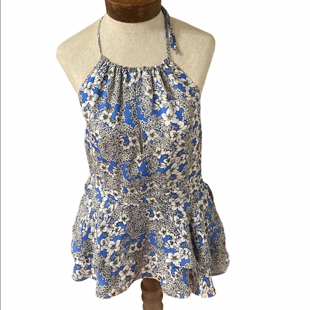 100% Silk Parker Floral Halter w/Keyhole S…